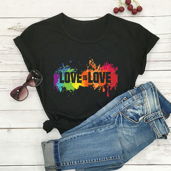 Valentine's Day Love Is Love Letter Color Printed T-shirt
