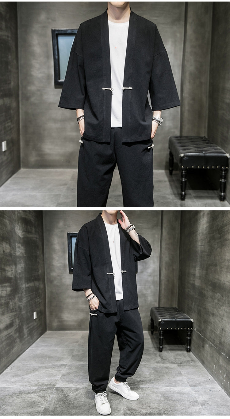 Chinese-Inspired Linen Sang Suit for Men