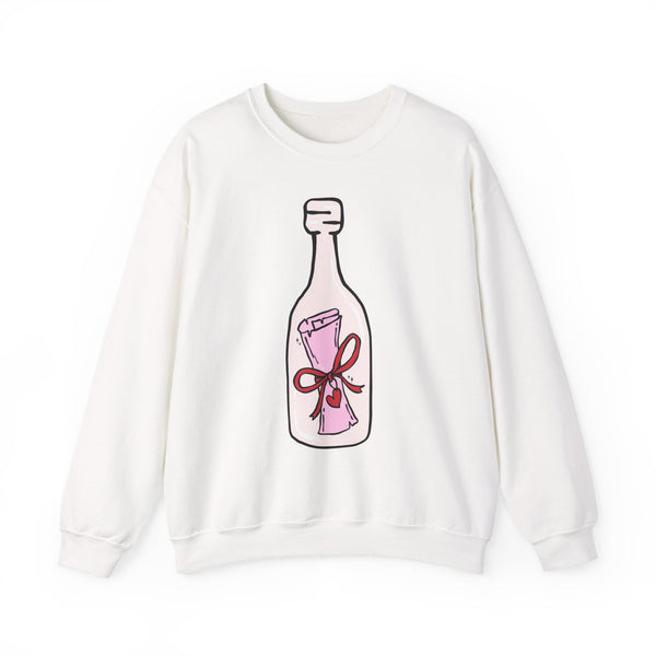 Message in a Bottle Sweatshirt – Romantic Scroll Graphic Crewneck