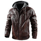 Men’s Hooded PU Leather Jacket