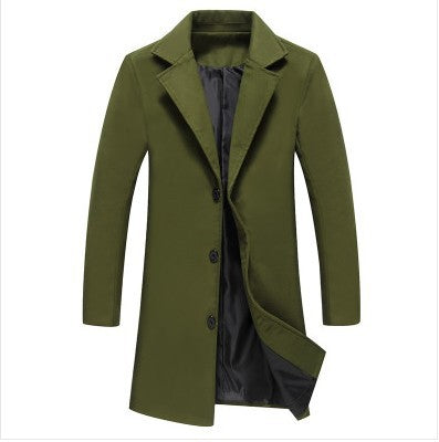 Men’s Solid Colour Casual Business Woollen Coat – Autumn &amp; Winter