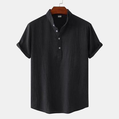 Men’s Casual Solid Color Short-Sleeve Shirt