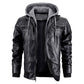 Men’s Hooded PU Leather Jacket