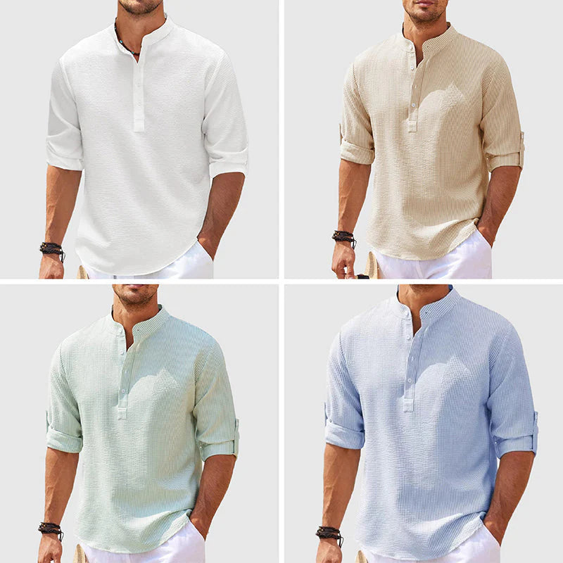 Men’s Casual Long-Sleeve Stand Collar Shirt