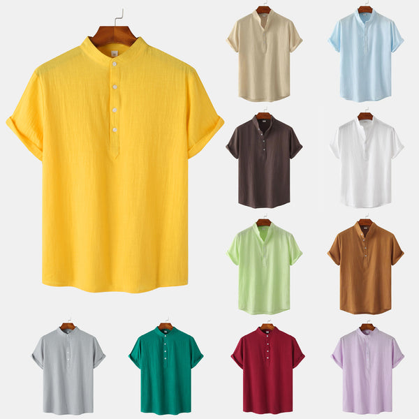 Men’s Casual Solid Color Short-Sleeve Shirt