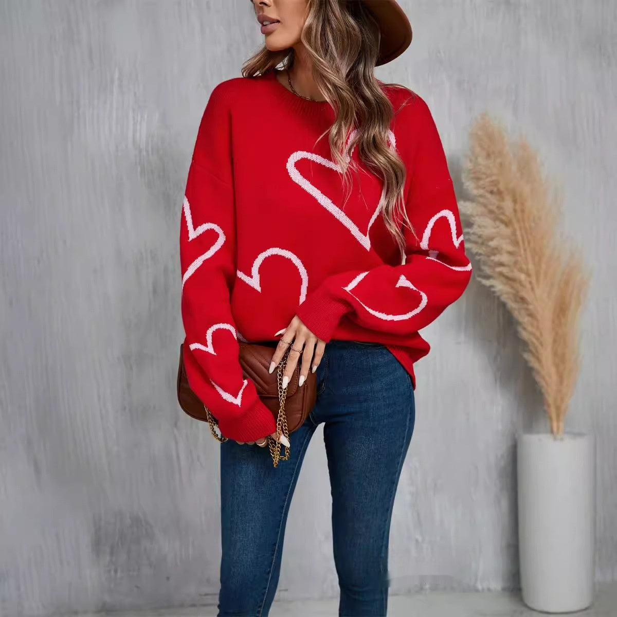 Valentine’s Day Big Heart Pullover Sweater for Women