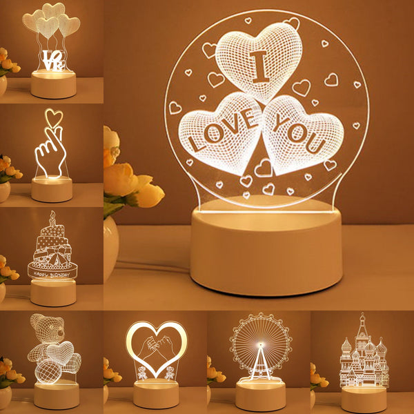 3D Lamp Acrylic USB LED Night Light – Neon Sign Style