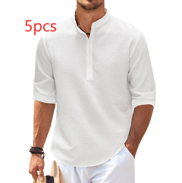 Men’s Casual Long-Sleeve Stand Collar Shirt