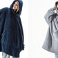 Hoodie Sweatshirt With Big Pocket Tops Sweater Comfortable Loose Double-Sided Fleece Thicker Wearable Blanket