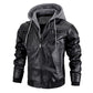 Men’s Hooded PU Leather Jacket