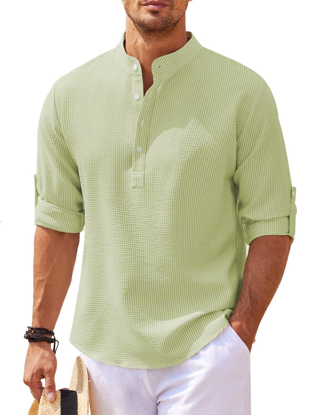 Men’s Casual Long-Sleeve Stand Collar Shirt