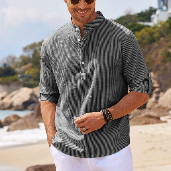 Men’s Casual Long-Sleeve Stand Collar Shirt