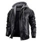 Men’s Hooded PU Leather Jacket