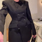 Black Double Breasted Mini Blazers Dress