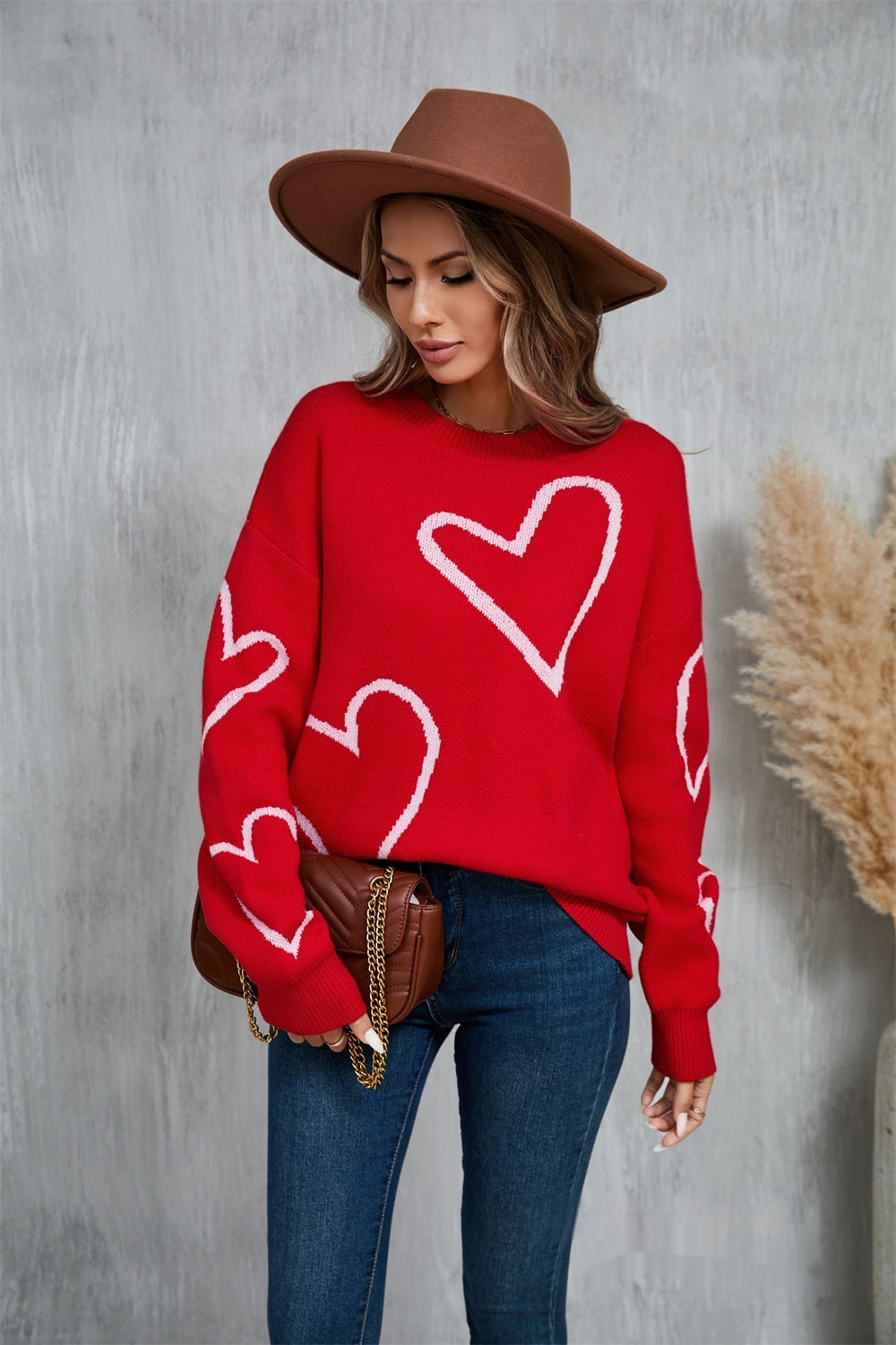 Valentine’s Day Big Heart Pullover Sweater for Women