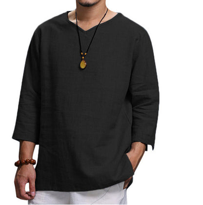 Men’s Loose Casual V-Neck Pullover Shirt